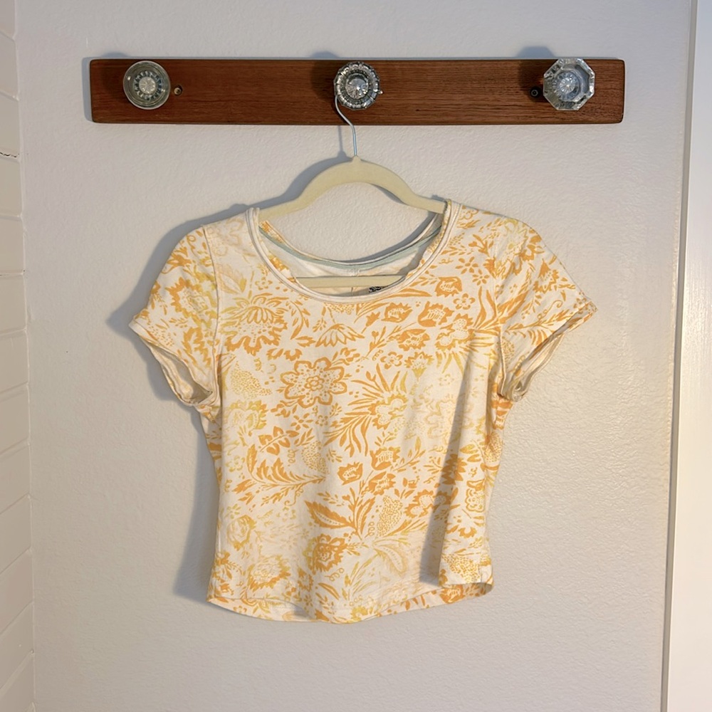 Pilcro Yellow Floral Cropped Top from Anthropologie